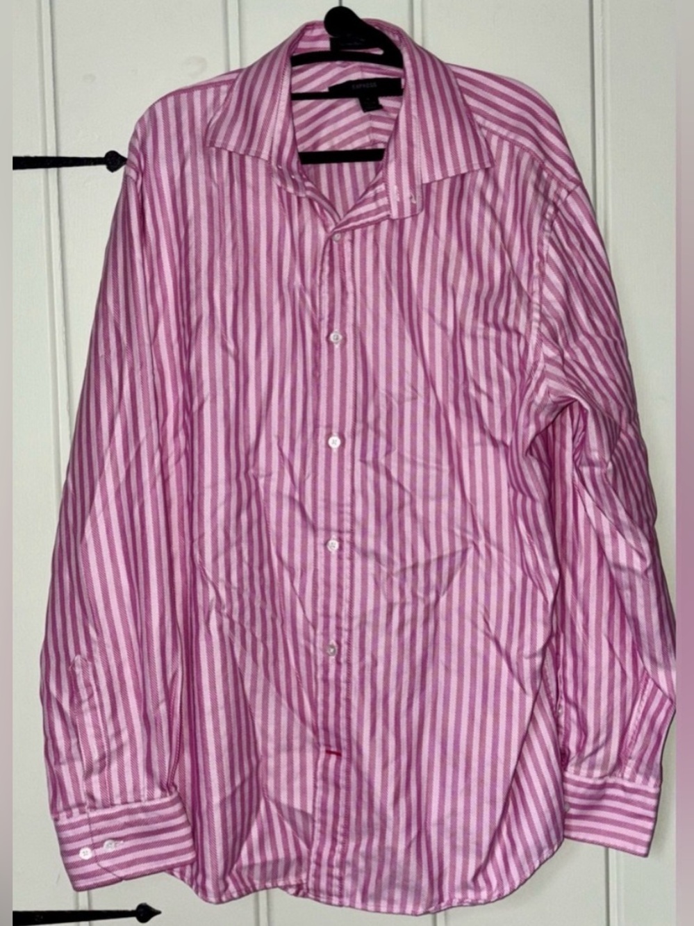 Express Men's Pink Striped Dress Shirt size XL